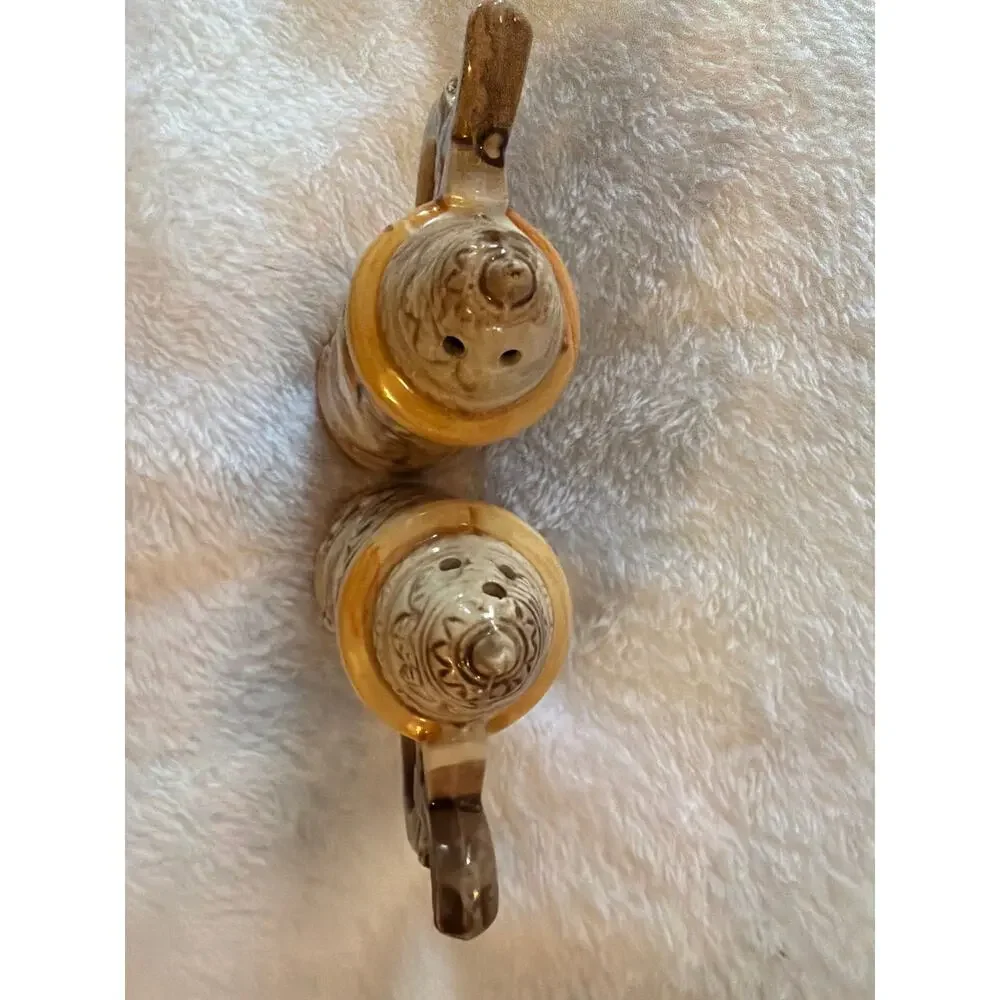 Vintage Mini Ceramic Beer Stein Salt & Pepper Shakers Floral Relief Japan Set 2